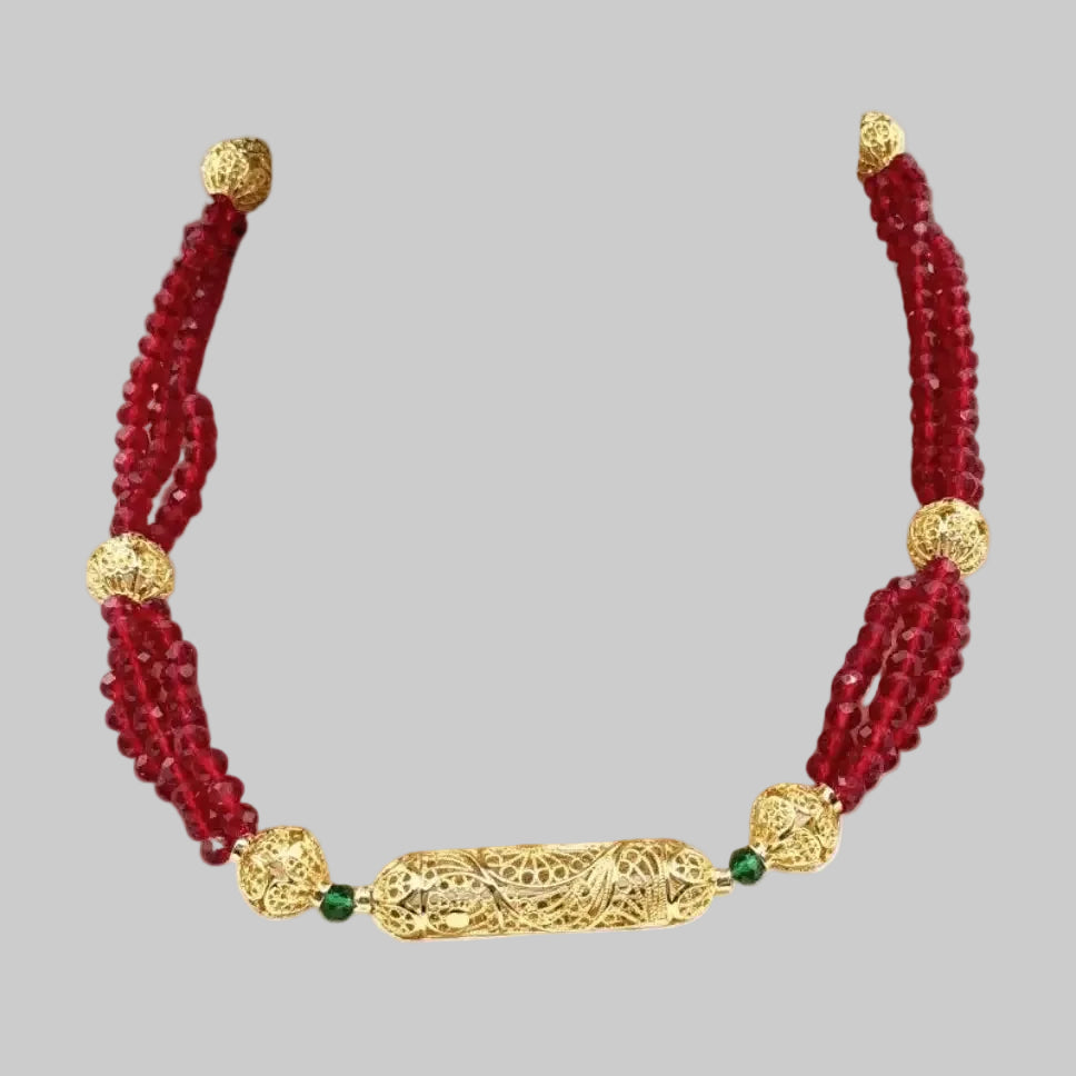 Collier doré rouge mariage | Mitsury - Élégance & éclat