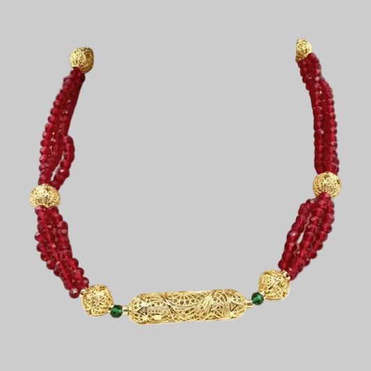 Collier doré rouge mariage | Mitsury - Élégance & éclat