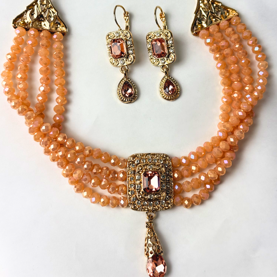 Parure ras du cou abricot